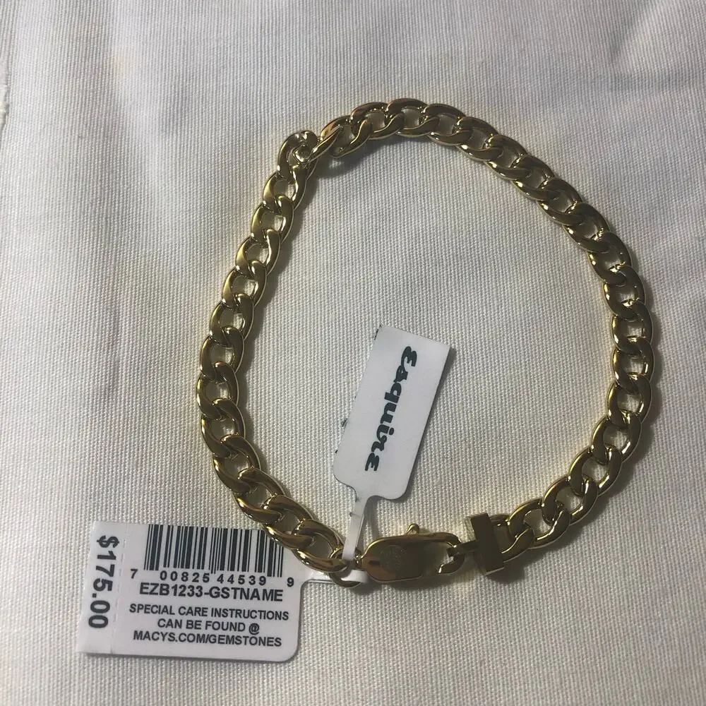 Esquire Men's‎ Cuban Link  Gold Plated Stainless Steel Bracelet